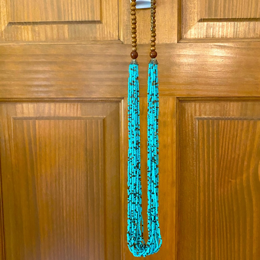 Turquoise multi strand beaded necklace